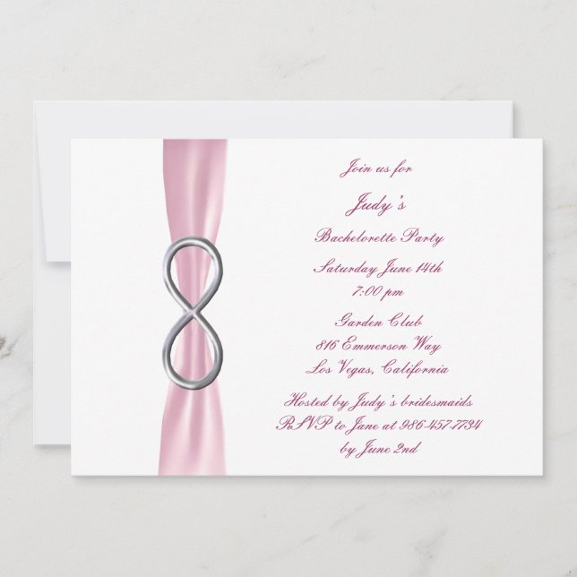 Pink Infinity  Bachelorette Party Invitation (Front)