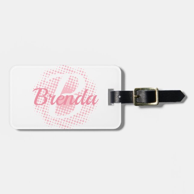 Pink Initial Letter Custom Name Luggage Tag (Front Horizontal)