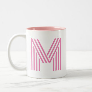 Pink initial letter/ Monogram  Two-Tone Coffee Mug