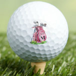 Pink Initial Monogram Golf Balls<br><div class="desc">This cute monogram golf ball features a stylish pink watercolor golf bag filled with clubs, surrounded by a touch of green grass. The design cleverly incorporates a simple serif font initial monogram on the bag, making it look like an integral part of the bag's design. The monogram is currently in...</div>