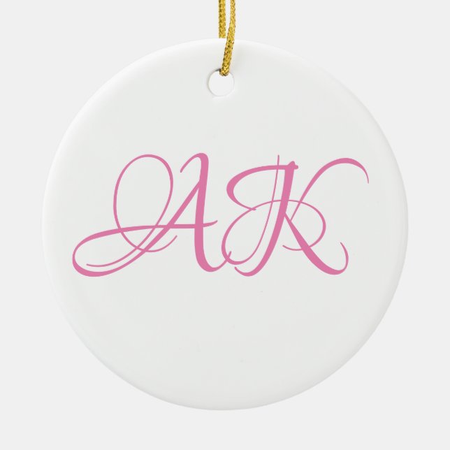 Pink Initial Monogram Mug - CUSTOMIZABLE! Ceramic Tree Decoration (Front)
