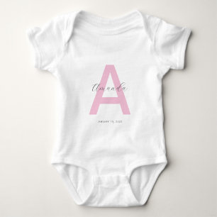 Pink Initial Name Personalised Baby Bodysuit