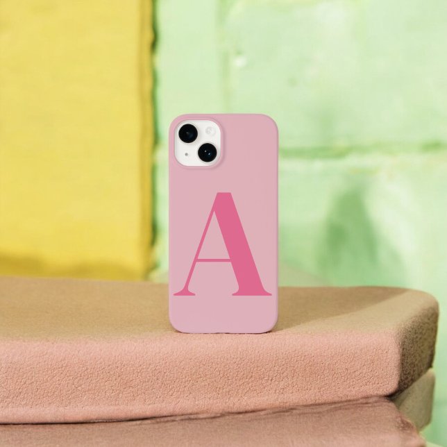 Pink Initial Name Personalised Monogram Design iPhone Case (Creator Uploaded)