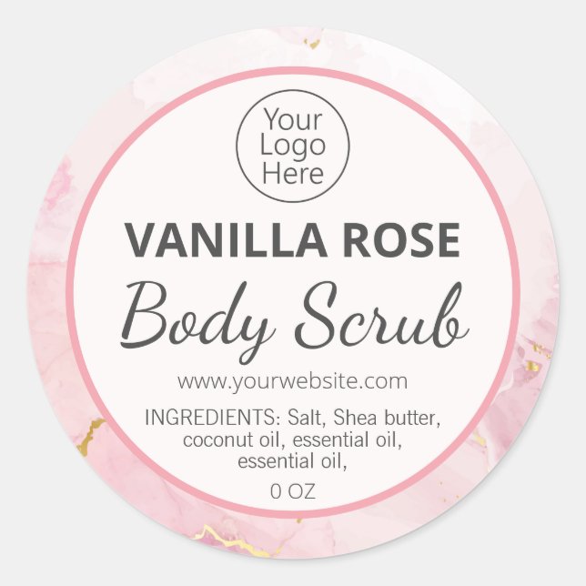 Pink Ink Body Scrub Product Labels (Front)