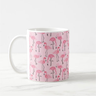 Pink ink flamingo set, tropical summer pattern vin coffee mug