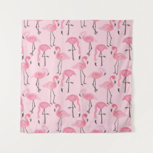 Pink ink flamingo set, tropical summer pattern vin tapestry