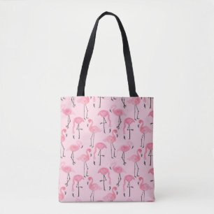 Pink ink flamingo set, tropical summer pattern vin tote bag