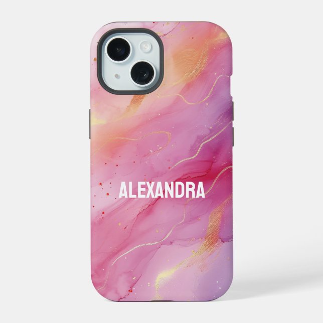 Pink Ink  iPhone 15 Case (Back)