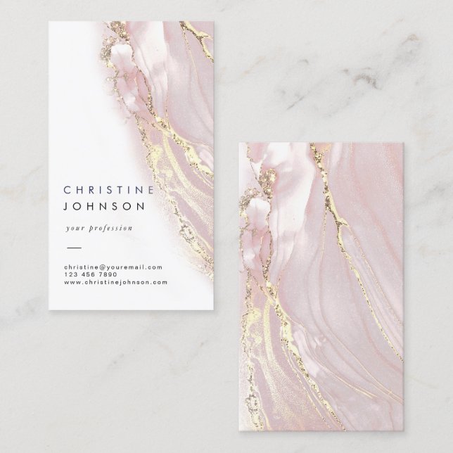 pink ink marble  business card (Front/Back)