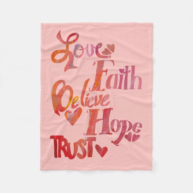 Pink Inspirational Words Chemo Blanket (Front)