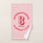 Pink International Women's Day 8th March Hand Towel<br><div class="desc">International Women's Day 8th March Celebration</div>