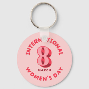 Pink International Women's Day 8th March Key Ring
