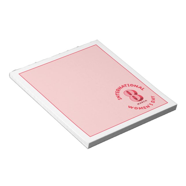 Pink International Women's Day 8th March Notepad (Angled)