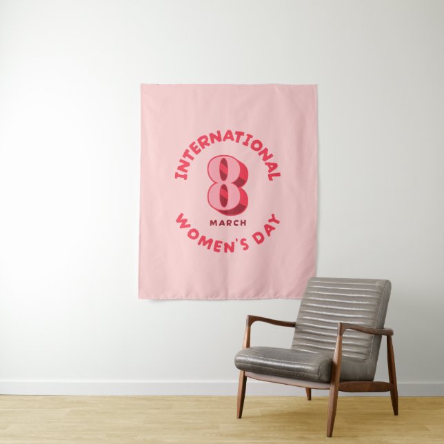 Pink International Women's Day 8th March Tapestry (In Situ)