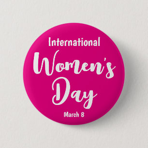 Pink International Women's Day Typography 6 Cm Round Badge