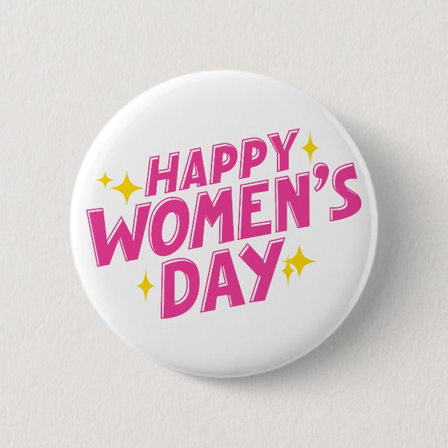 Pink International Women's Day Typography 6 Cm Round Badge (Front)