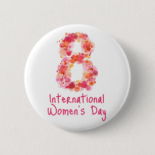 Pink International Women's Day Typography Button