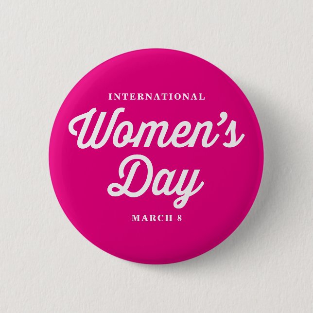 Pink International Women's Day Typography I 6 Cm Round Badge (Front)