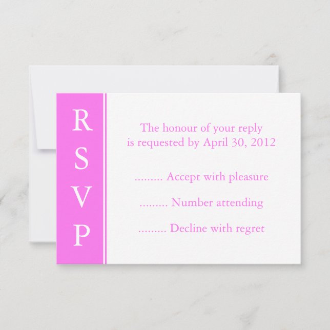 Pink Invitation or Event RSVP Reply Cards (Front)