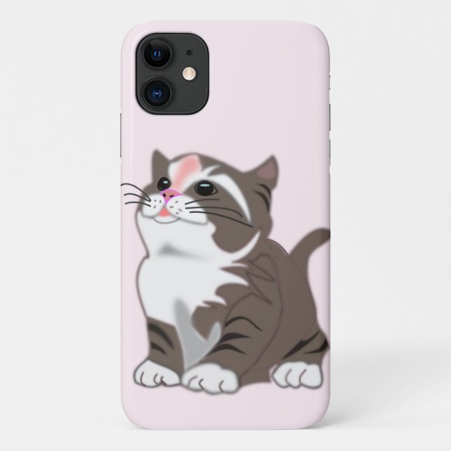 Pink iPhone Case with Baby Cat - Customisable (Back)