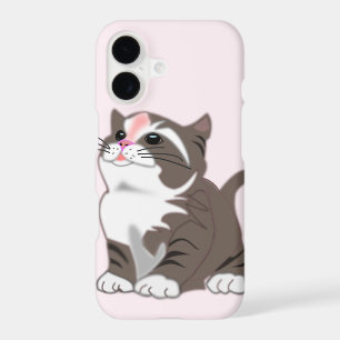 Pink iPhone Case with Baby Cat - Customisable
