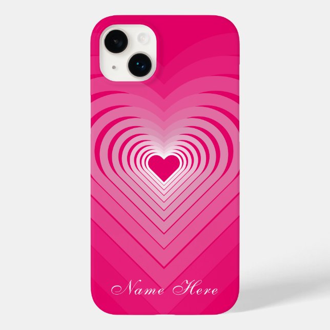 Pink iPhone Case with Hearts Custom Your Name (Back)