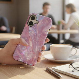 Pink Iridescent Fluid Abstract - GlossyJelly Swirl