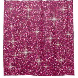 Pink iridescent glitter shower curtain