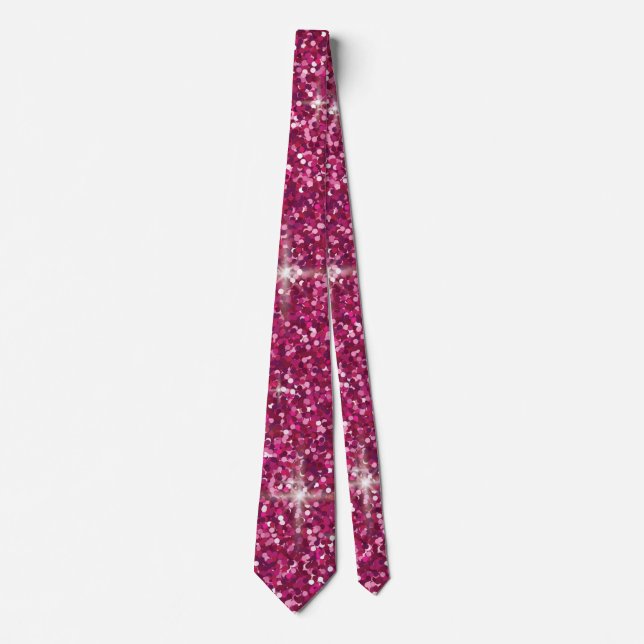 Pink iridescent glitter tie (Front)