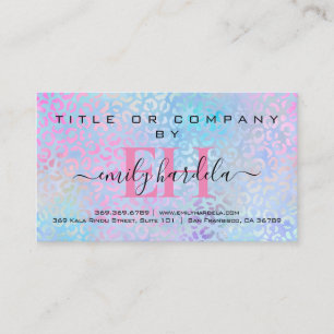 Pink Iridescent Leopard Professional Business Card