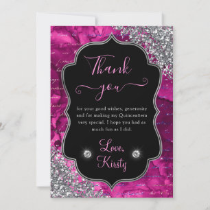 Pink Iridescent Mermaid Letters Quinceanera Thank You Card