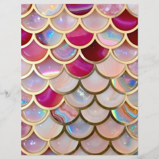 Pink Iridescent Mermaid Scales Scrapbook Paper (Front)