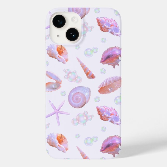 Pink Iridescent Mermaidcore Sea Shell Pearl Y2K Case-Mate iPhone Case (Back)