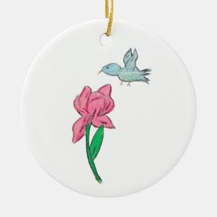 Pink Iris Ceramic Tree Decoration