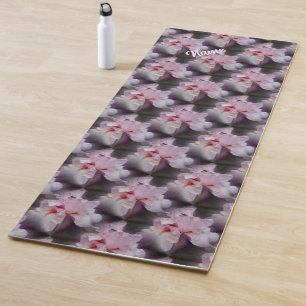 Pink Iris Flower Nature Art Personalized Yoga Mat
