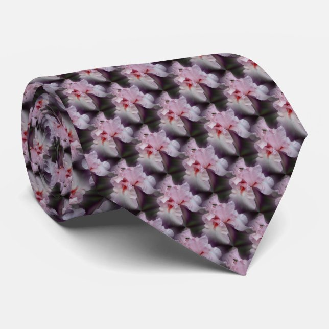 Pink Iris Flower Nature Art   Tie (Rolled)