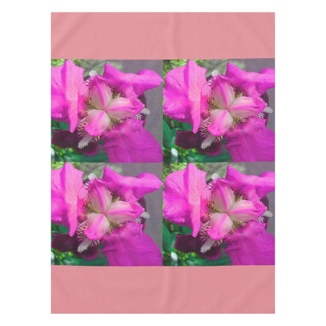 Pink Iris Flower Table Cloth (Front)