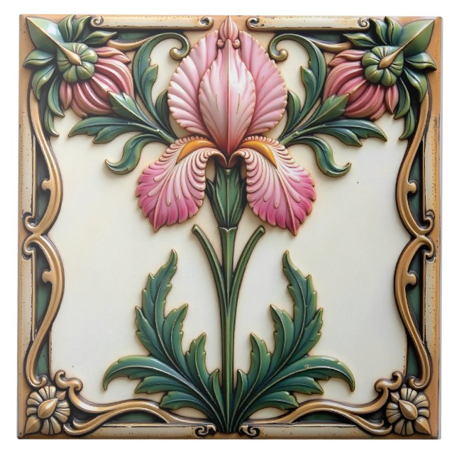 Pink Iris Framed in Time Tile (Front)