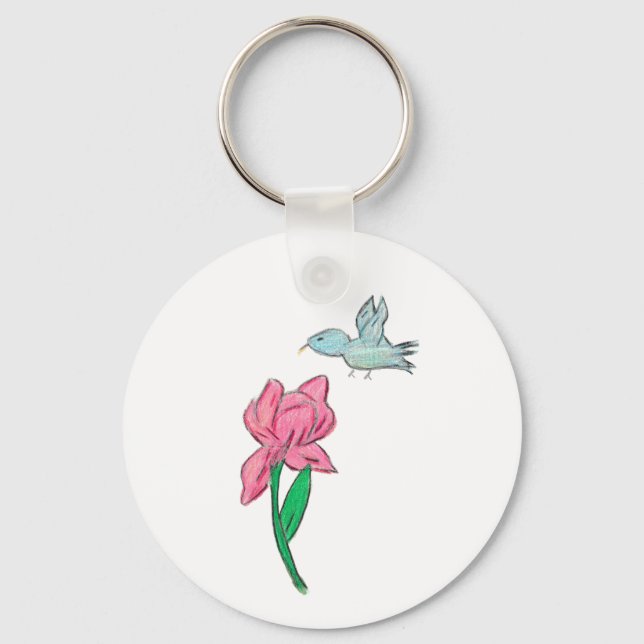 Pink Iris  Key Ring (Front)