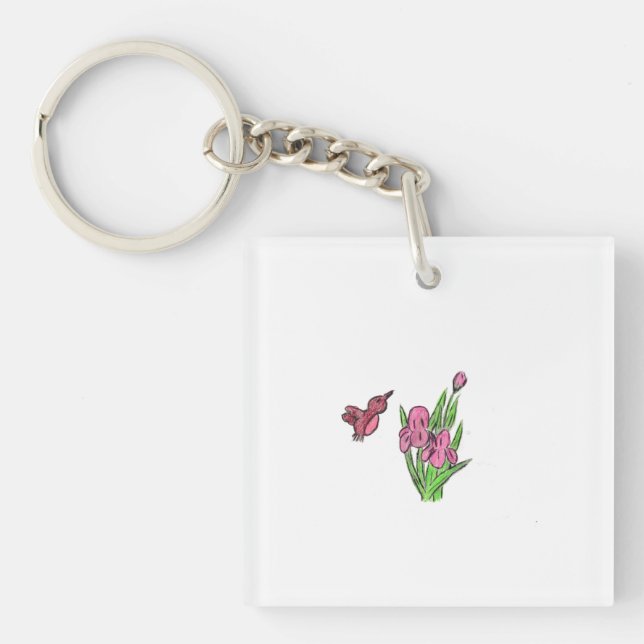 Pink Iris  Key Ring (Front)