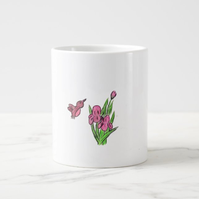 Pink Iris Large Coffee Mug (Front)