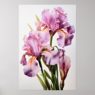 Pink Irises Flower Art Print Poster