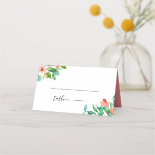 Pink Island Botanical Wedding Place Card