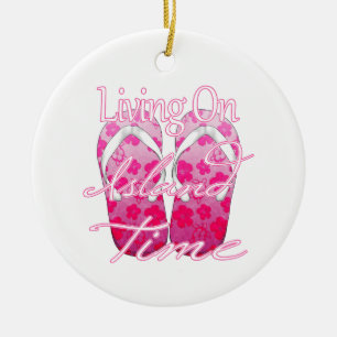 Pink Island Time Ceramic Tree Decoration