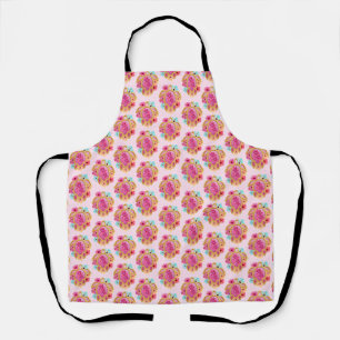 Pink Island Tropical Sea Turtles Floral Apron