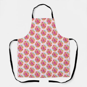 Pink Island Tropical Sea Turtles Floral Apron