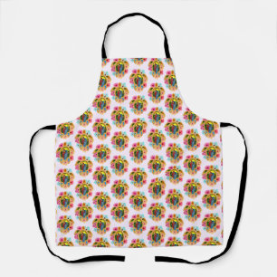 Pink Island Tropical Sea Turtles Floral Apron