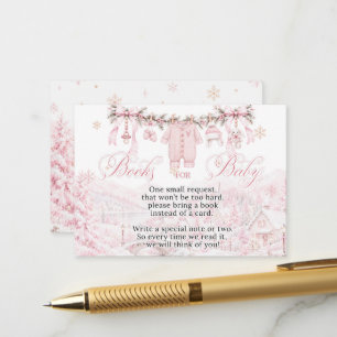 Pink It Takes a Village Baby Shower Girl Books Enclosure Card