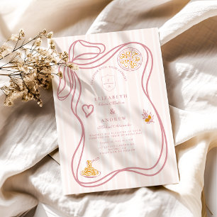 Pink Italian Food Sketch Wedding Invitation