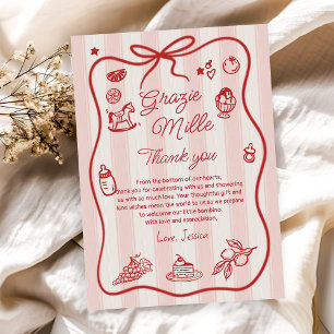 Pink Italian Lemon Ciao Baby Shower Thank You Card
